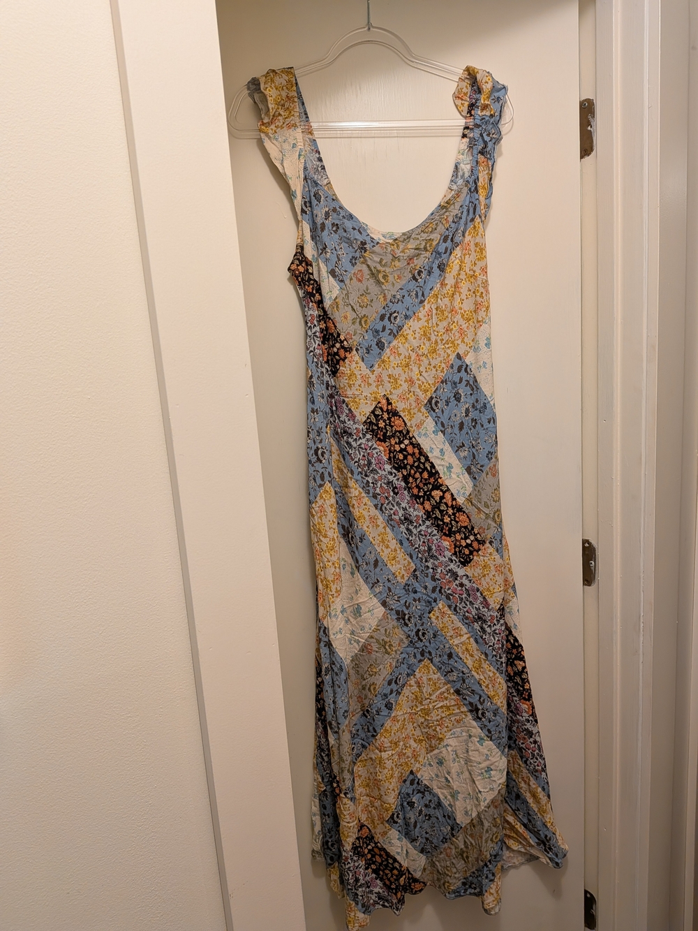 ASOS Boho Patchwork Floral Maxi Dress - Blue & Yellow US Size 14